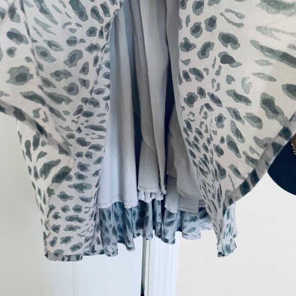 Lucca Couture Grey & Silver Leopard Animal Print Fit & Flare Summer Dress | M - Picture 7 of 9